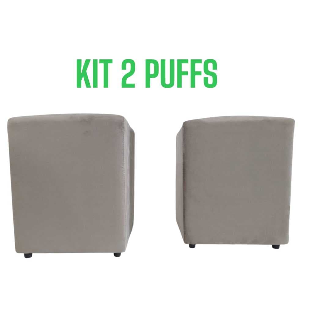 KIT 2 PUFFS DECORATIVOS EM VELUDO - SUPER MACIO, CONFORTÁVEL E COMPACTO 30X30X45 ALTA QUALIDADE