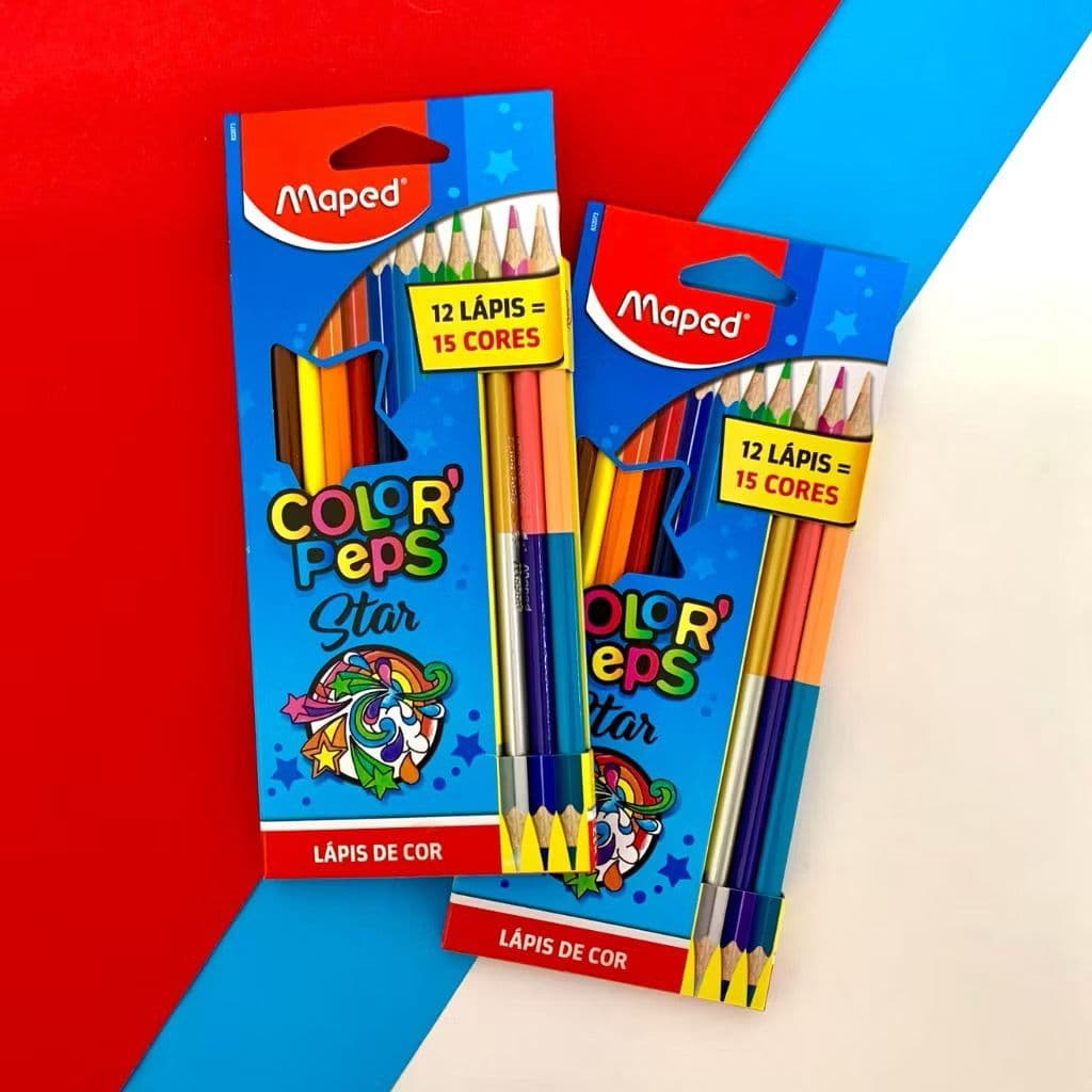Lápis de Cor Maped Colorpeps Star - 12 Lápis - 15 Cores