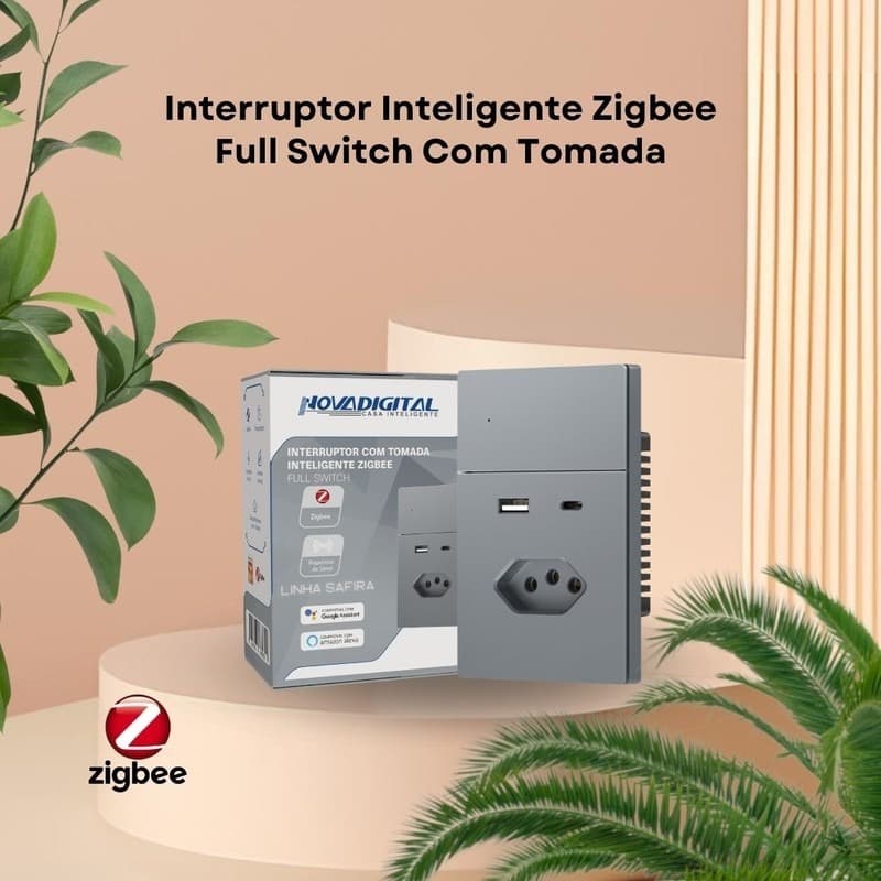 Interruptor Inteligente Zigbee Full Switch Com Tomada Nova Digital
