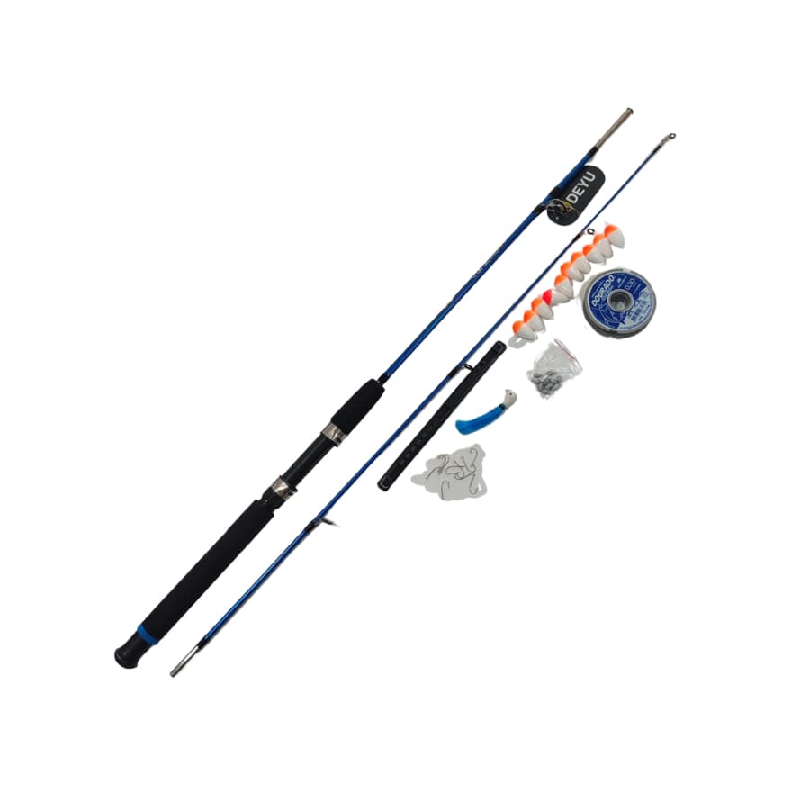 Kit Pesca Vara para Molinete Azul 1,50m + Acessórios - Boias, Anzóis, Linha Pescaria Recreação Ao Ar Livre Pescar