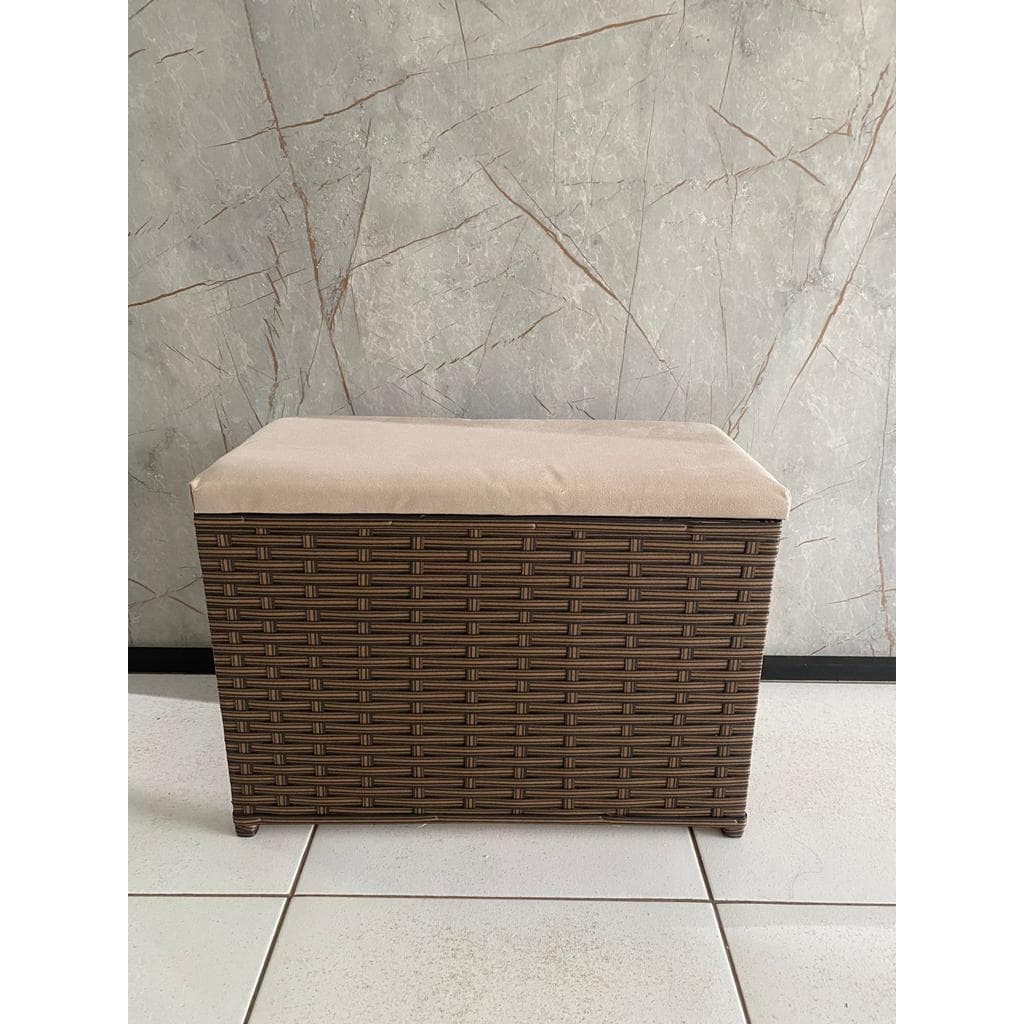 Puff Baú Organizador  Fibra Sintética com Assento em Suede 100 litros