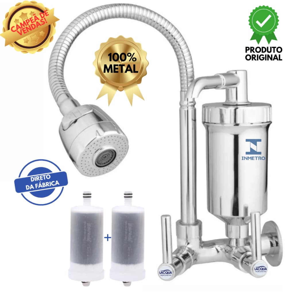 Torneira Filtro Cozinha Gourmet Parede 100% Metal LUXO