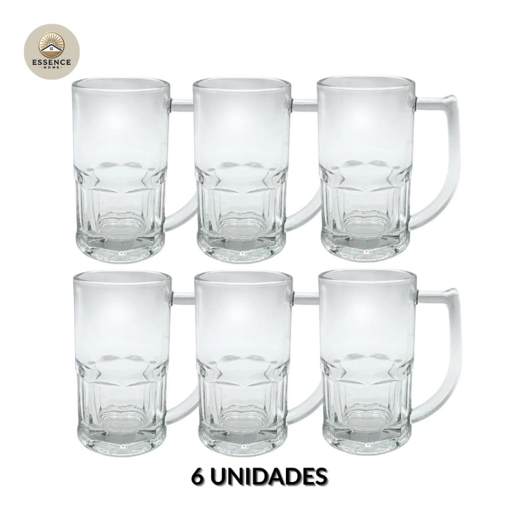 Caneca de Chopp Vidro Resistente 320ml Zero Grau Kit 6 Unidades Bar e Restaurante