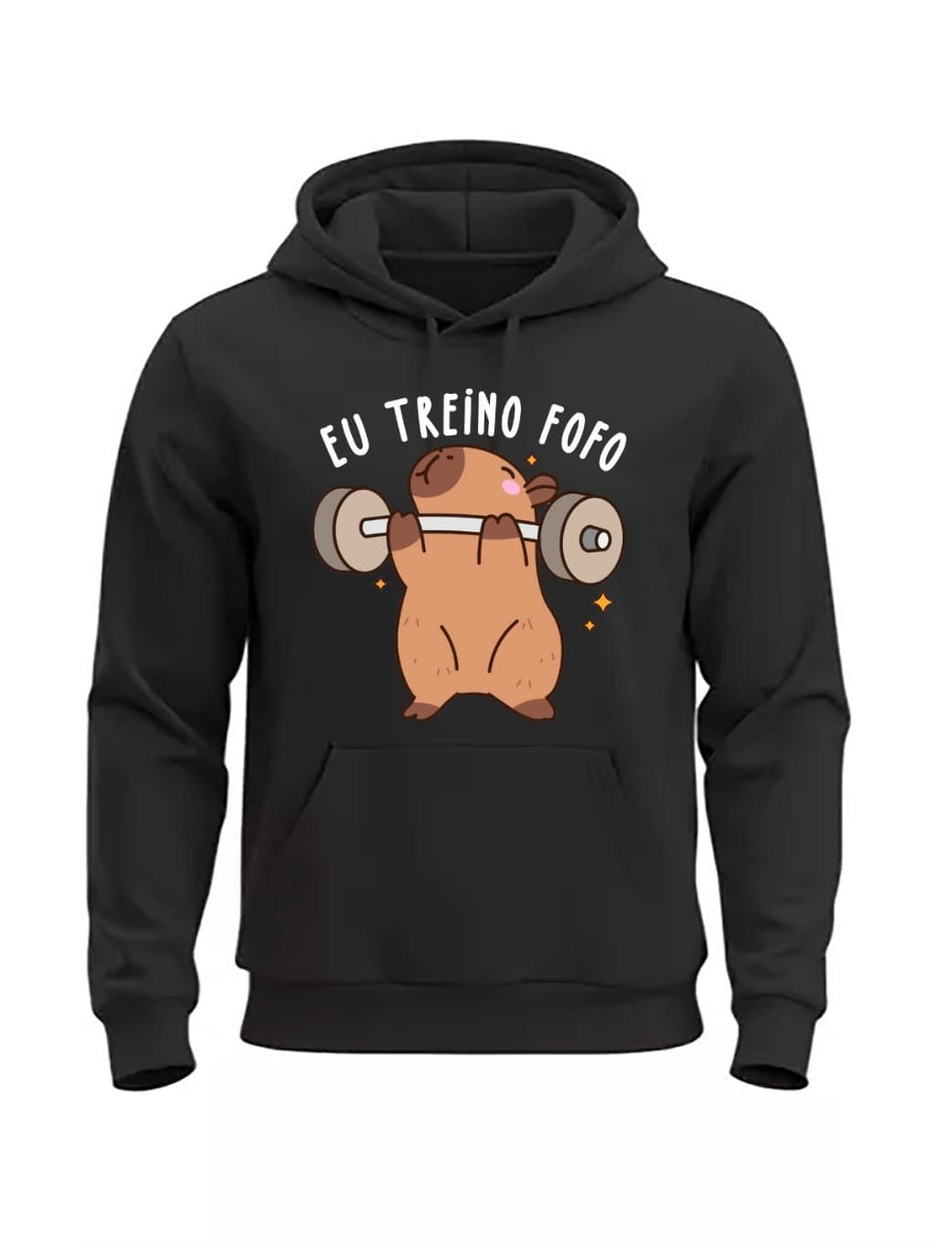 Blusa Moletom Com Capuz Adulto Eu Treino Fofo  Capivara Moletom Capivara Moletom Academia Moletom Inverno