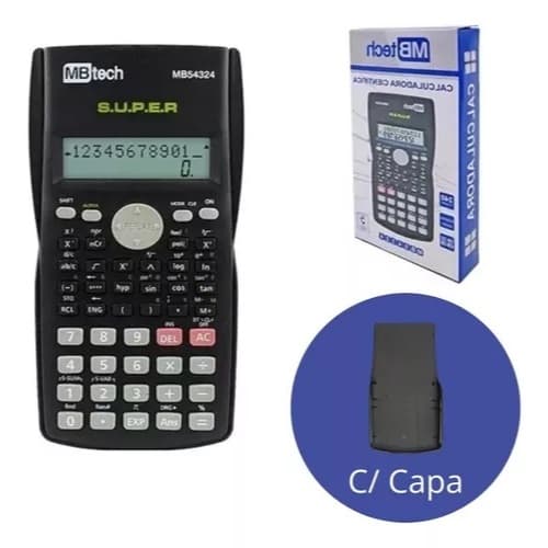 Calculadora Científica Mb Tech 240 Funções Com Capa + Bri Cor Preto
