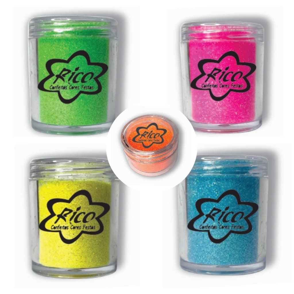 Glítter Neon 5g e 10g Para Decoração Escolar Artesanato Escola Não Tóxico Diversas Cores - Rico