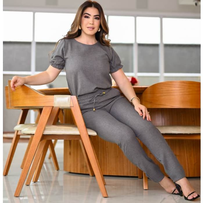 Conjunto Feminino Casual Blusa Calça em Linho Cores Verão Novidades 202 Roupa Feminina Festa Scrub Jaleco Oferta Social
