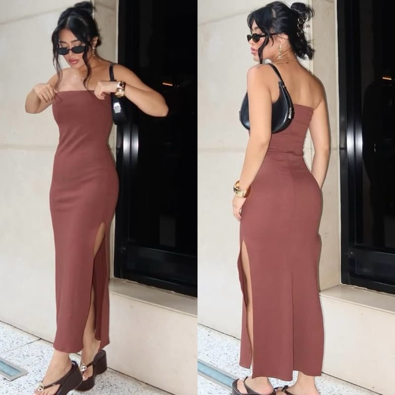 Vestibdo gringa tomara que caia com fendas casual