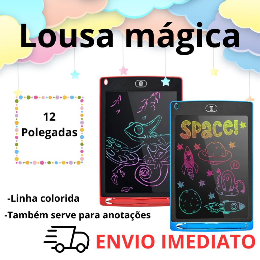 Lousa Magica Digital Tela LCD Tablet Infantil Para Desenho e Escrita 12 Polegadas