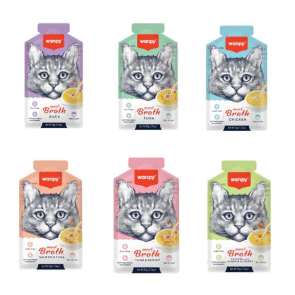 Wanpy Sopa Caldo Caldinho Alimento Úmido Petisco Para Gatos 50g