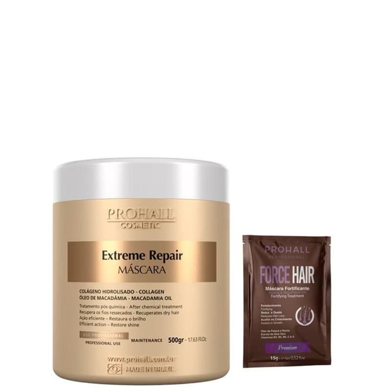 Máscara Hidratação Profunda Extreme Repair 500g + Sachê Hidratação - Prohall Professional