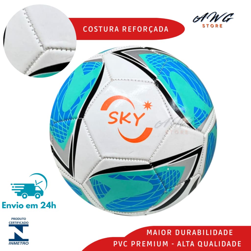 Bola de Futebol Grande Costurada Reforçada Colorida Resistente Tamanho Oficial