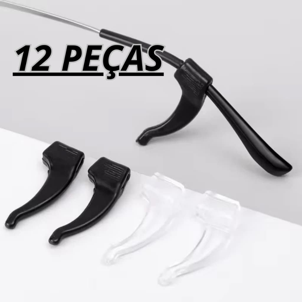 Kit 12 Ganchos Suporte De Óculos Orelha Antiderrapante Silicone