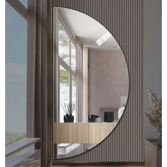 Espelho Meia Lua Organico 120X60CM Lapidado Corpo Inteiro Belo C/ SUPORTE (MEIA LUA)