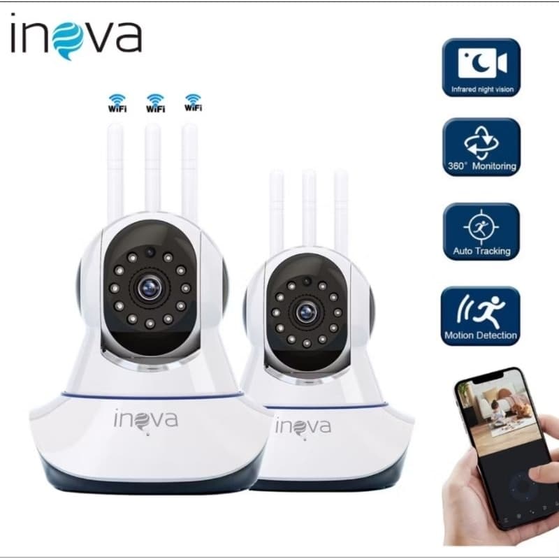 Kit 2 Câmeras IP Segurança Antena Wi-Fi Visão Noturna FULL HD 360° Babá Eletrelonica Robozinho Bivolte