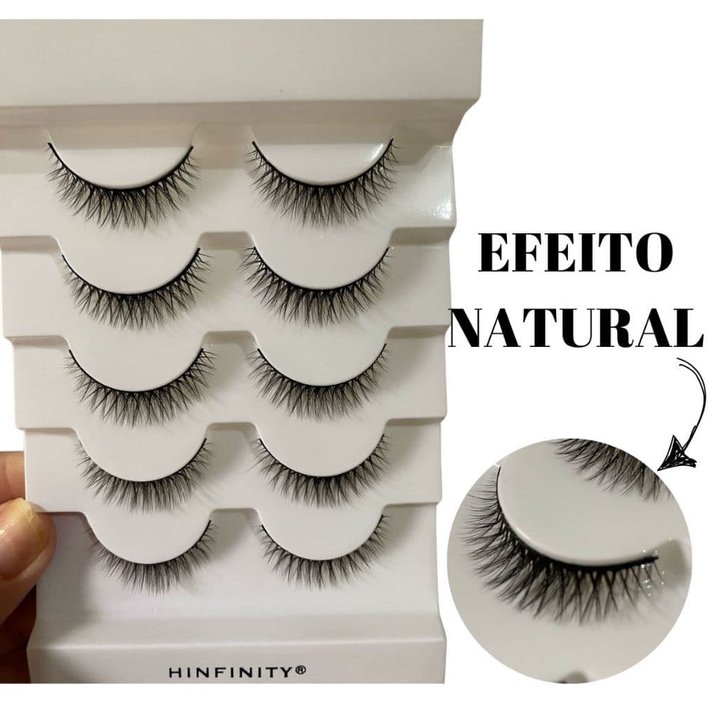 5 Pares de Cílios Postiços X14 Cerdas curtas  Efeito Natural Linha Premium xodo