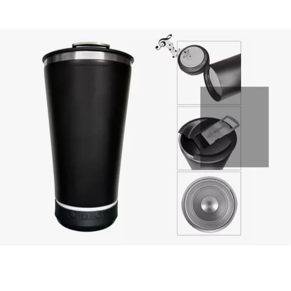Copo Térmico com Caixa de Som Bluetooth Abridor