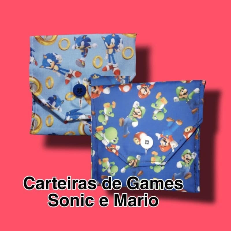 Carteira Artesanal de games - Mario Bross e Sonic