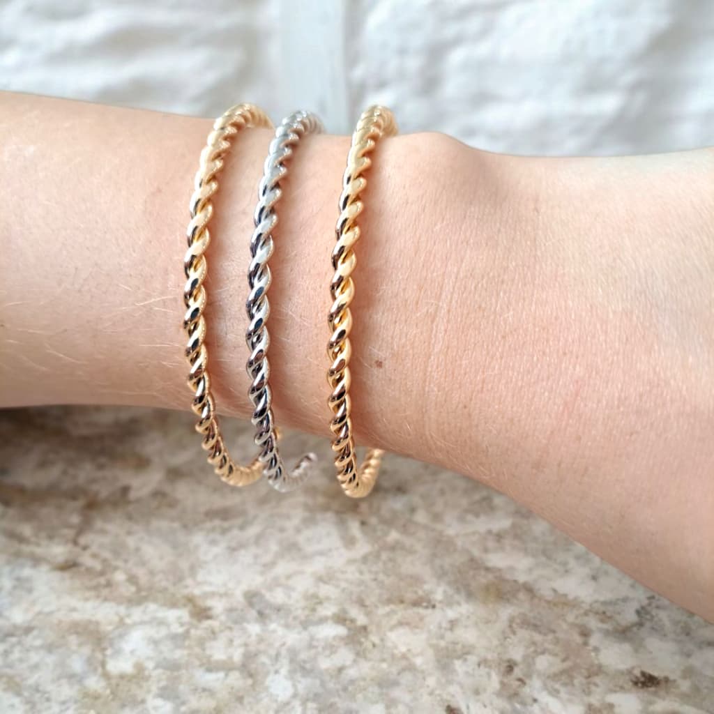 Pulseira Bracelete feminino fios Torcidos Reguláveis Acessórios de Moda - Dourado e Prateado