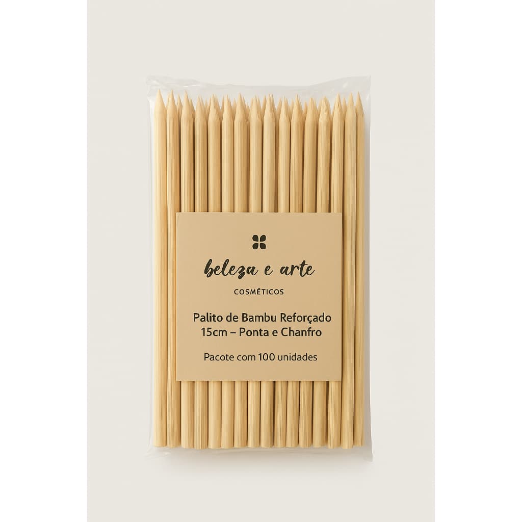 Palito de Bambu Reforçado 15cm  Ponta e Chanfro 50 100 150 unidades