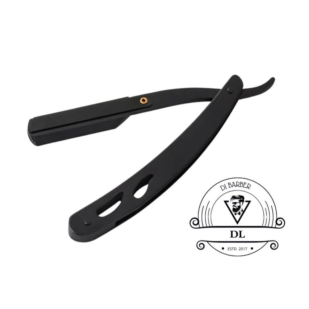 Navalha Navalhete Barbear Aço Inoxidável C/ 2 Travas - Preto