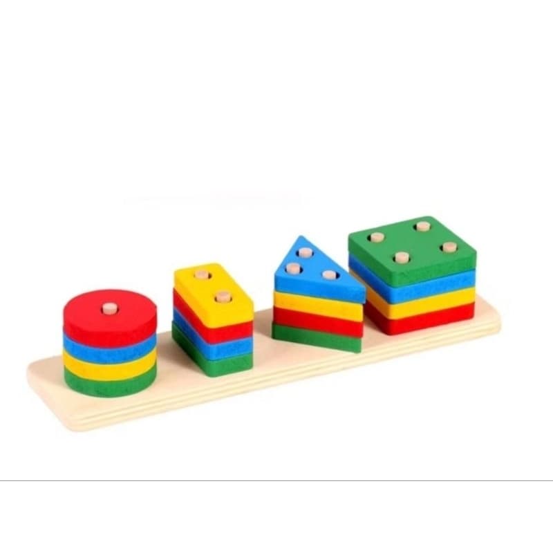 Brinquedo Educativo Montessoriano de Madeira Figuras Geometrias.