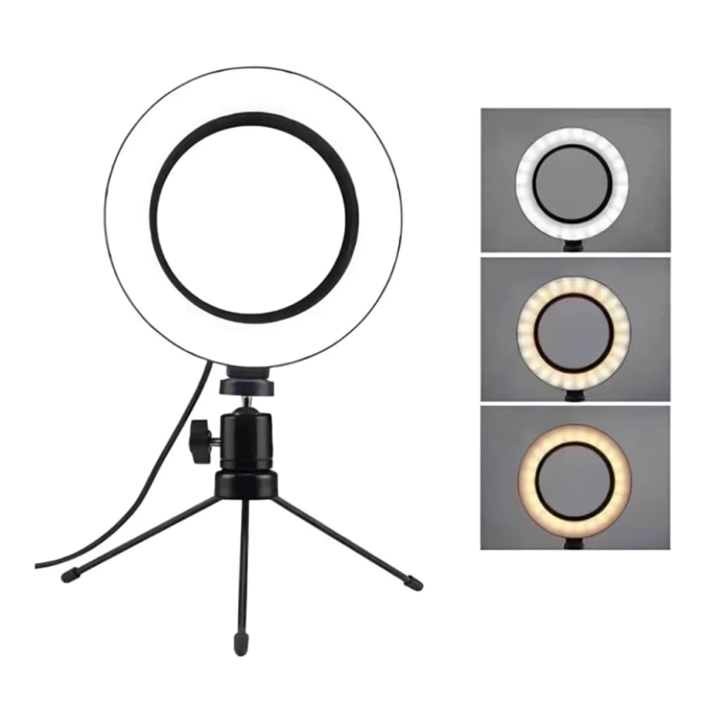 Ring Light Led Mesa Iluminador Pequena Tripé 6 Polegada 16cm Promoção