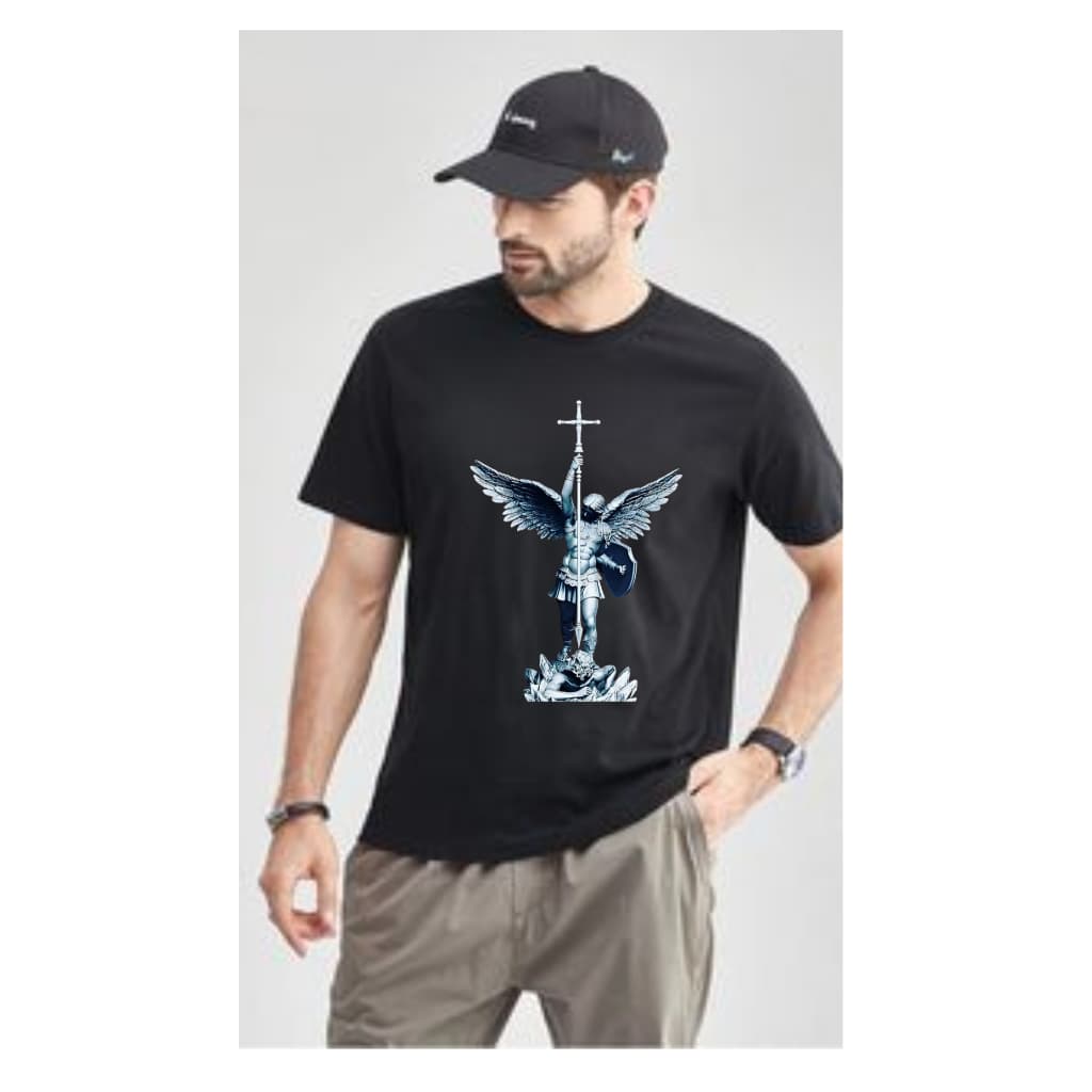 Camiseta de Algodão São Miguel Arcanjo - Defendei nos no combate - Quaresma - Plus Size Moda Religiosa Quaresma