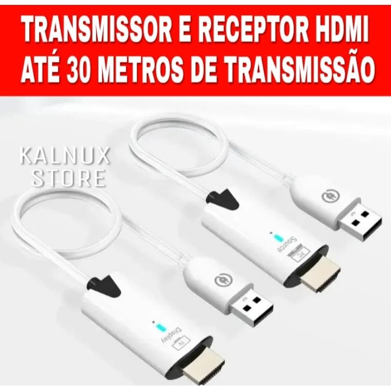 Transmissor e Receptor HDMI sem fio até 30 Metros para Projetor, PC, Monitor