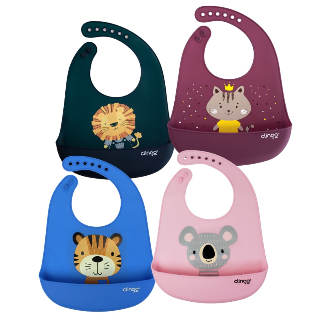 Babador Em Silicone Com Bolso Coletor Clingo Personagens