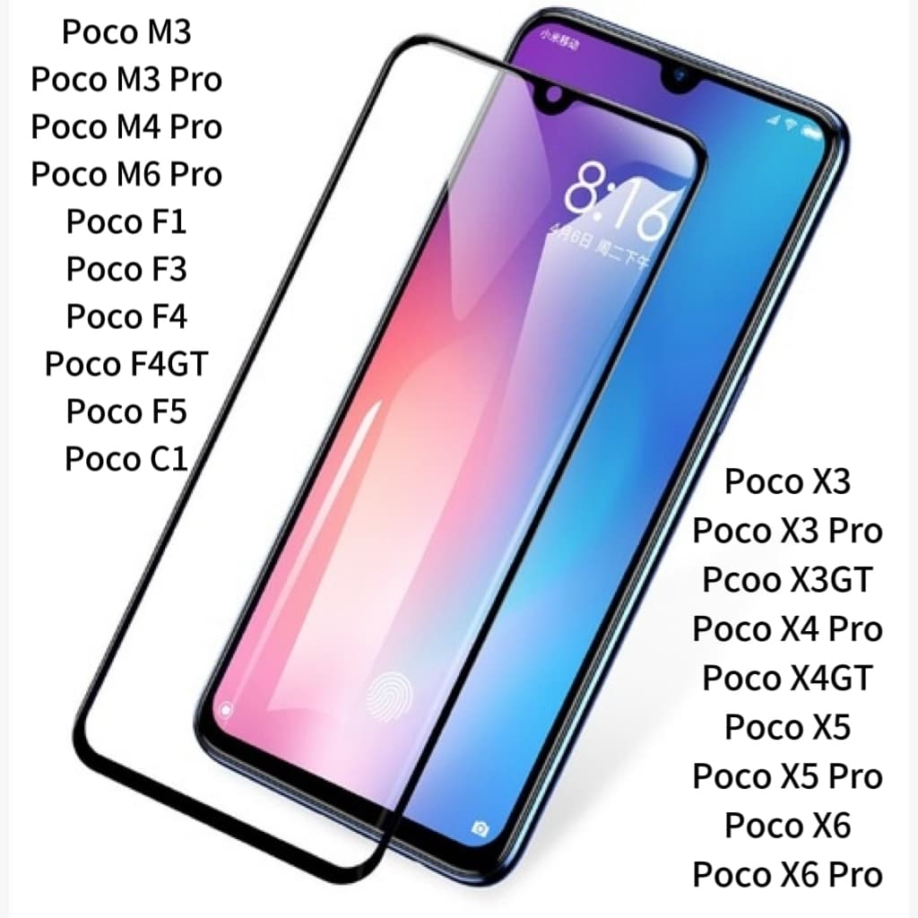 Película Vidro 3D Temperado Espessura Max Para Xiaomi POCO C3 C75 F1 F5 M3 M4 X3 X4 X5 X6 X7 Pro