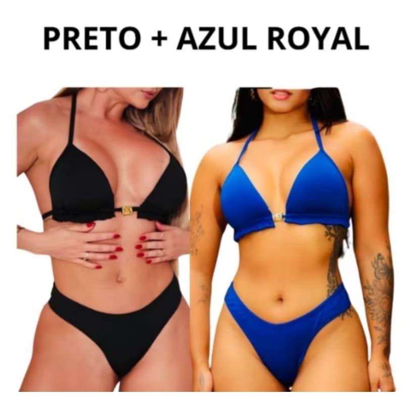 KIT 2 BIQUÍNI FEMININO COM BOJO CORTININHA ASA DELTA VERÃO PISCINA