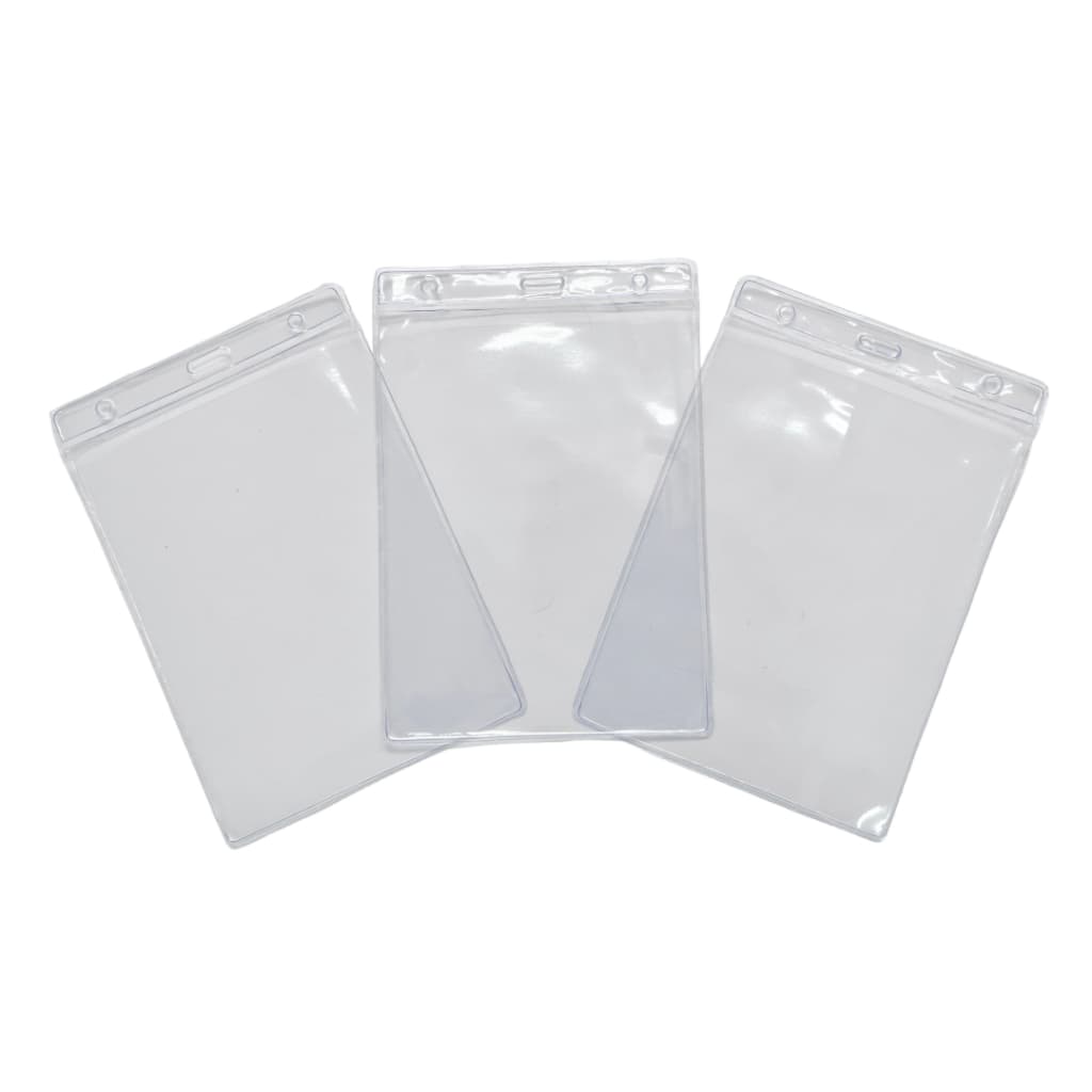100 Bolsa Porta Cracha Credencial em PVC transparente para Cordão crachá 11x15