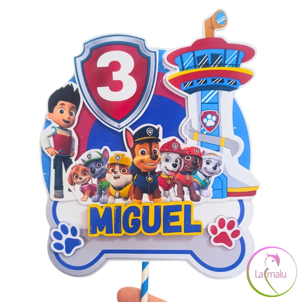 Topper/Topo para Bolo Tema PATRULHA CANINA Simples - Papel Fotográfico Glossy 230g