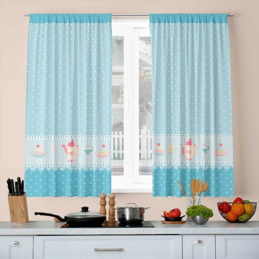 Cortina para Cozinha passa varão 2.00m x 1.36m Decorativas Cupcake e Poá
