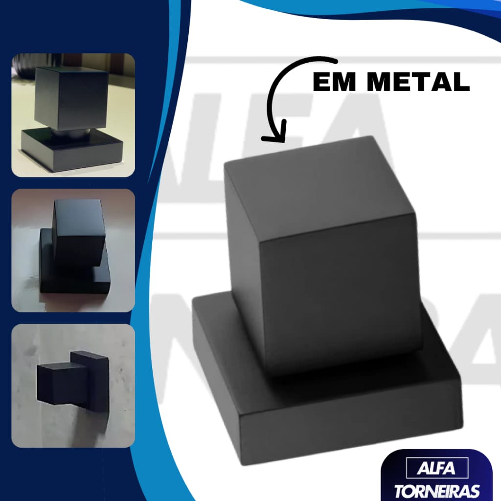 Acabamento Quadrado Preto Fosco Registro Chuveiro Volante Metal Padrão DECA