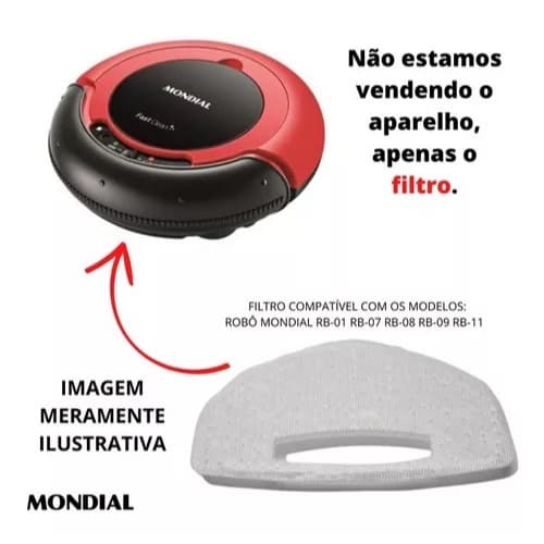 Filtro Para Robô Aspirador Mondial RB-01 RB-07 RB-08 RB-09 RB-11 Original