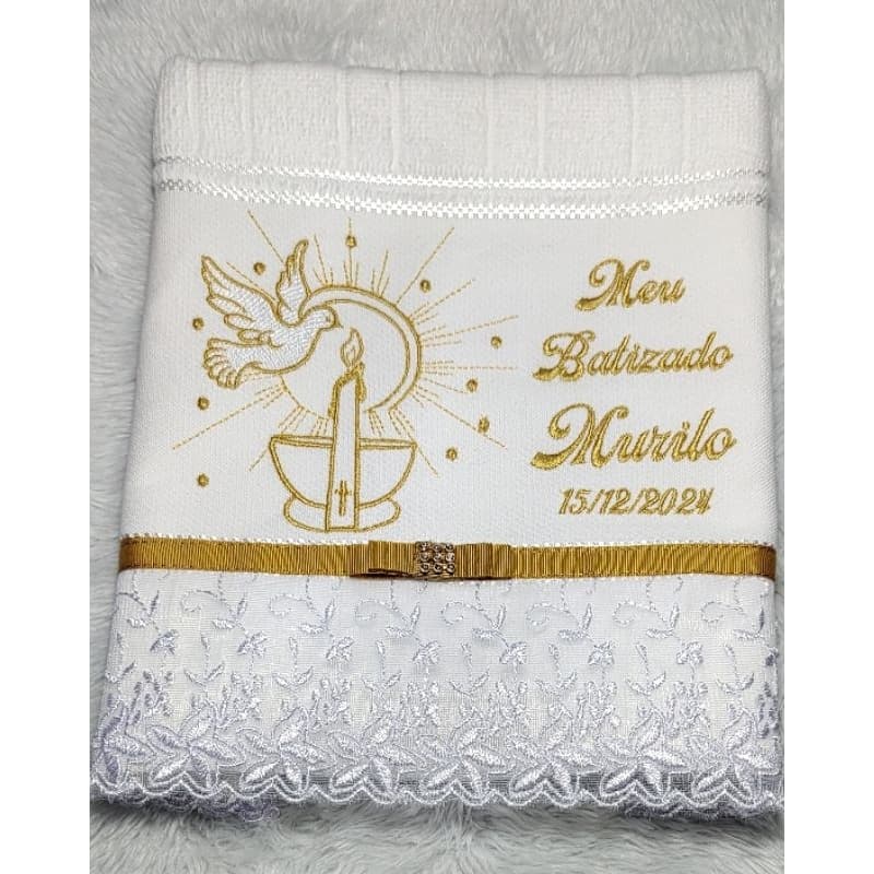 kit Toalha de Batizado/Toalha para Batizado/Vela para Batizado