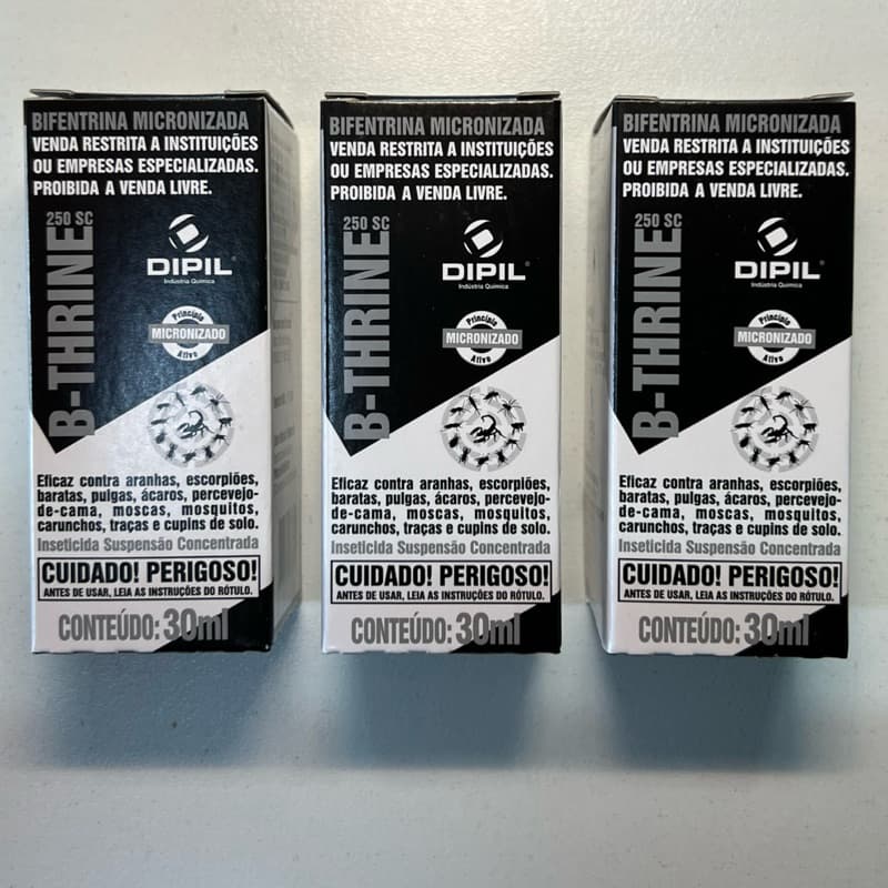 Kit 3un B-thrine 250sc 30ml Dipil - eficaz contra escorpião aranha pulga barata moscas mosquito cupim percevejo etc