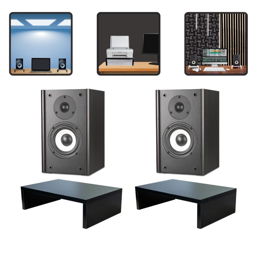 Kit 2 Suportes Para Monitores De Áudio MDF Preto
