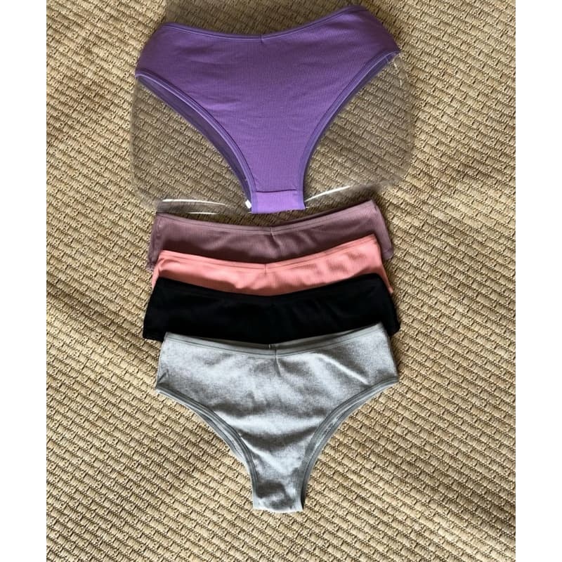 Kit 5 Calcinha de Algodão Tanga Conforto Básica Cotton  Feminina