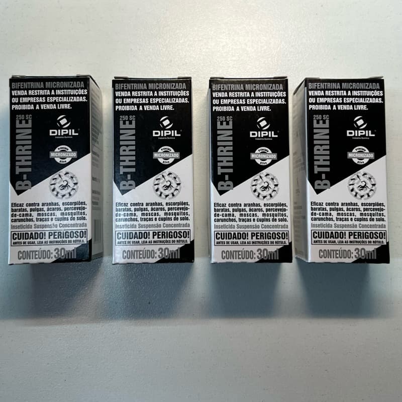 Kit 4un B-thrine 250sc 30ml Dipil - eficaz contra escorpião aranha pulga barata moscas mosquito cupim percevejo etc
