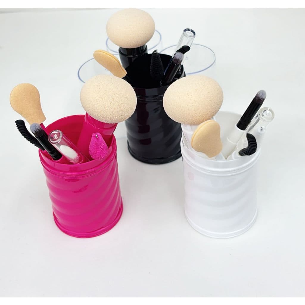 KIT DE PINCEL COM ORGANIZADOR 6 PÇS DE PINCEIS NA COR PRETA