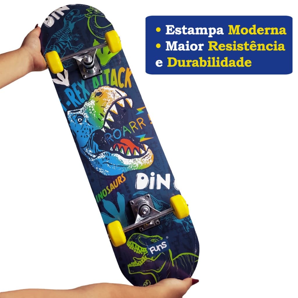 Skate Board Infantil Funs Para Iniciante Esporte Suporta Até 50Kg Semi Profissional Rodas Macias Shape Madeira