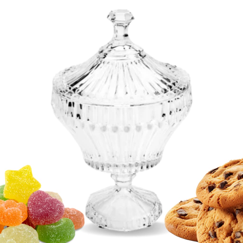 Bomboniere Grande Balas Doces Coffe Break Tampa Luxo Vasilha Mesa Biscoito Escritorio  Vidro Cristal Pote
