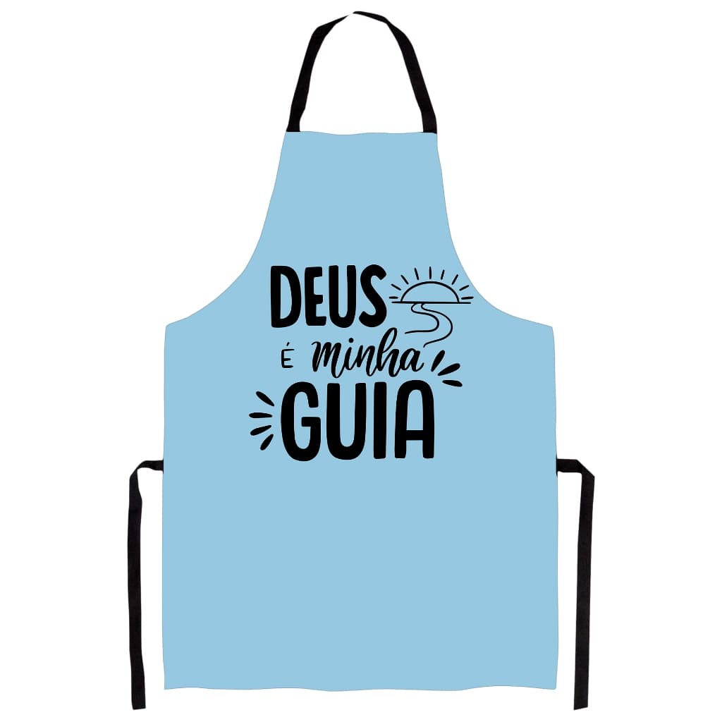 Avental Em Tecido Sublimado Frase Deus É Minha Guia Cozinha 01