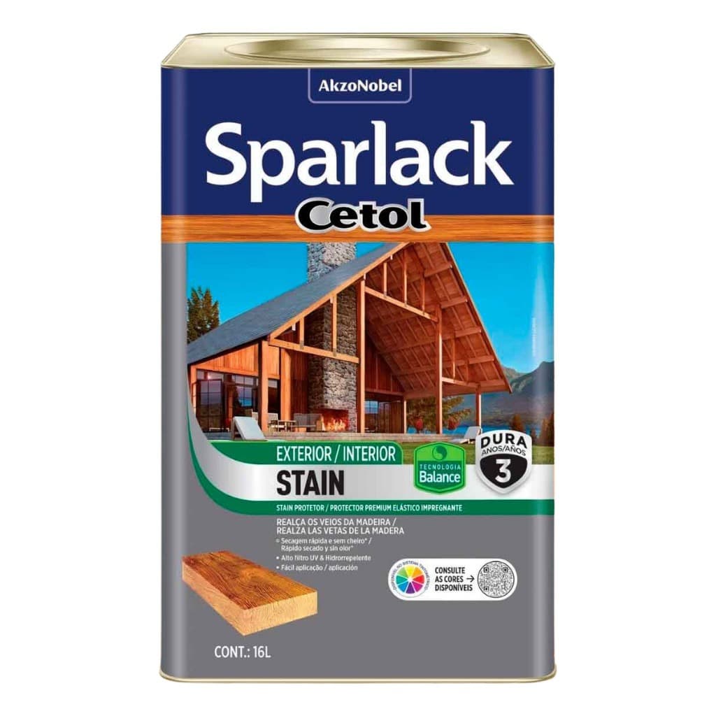 Verniz Sparlack  Cetol Stain Balance Acetinado Natural e Cores16 Litros -