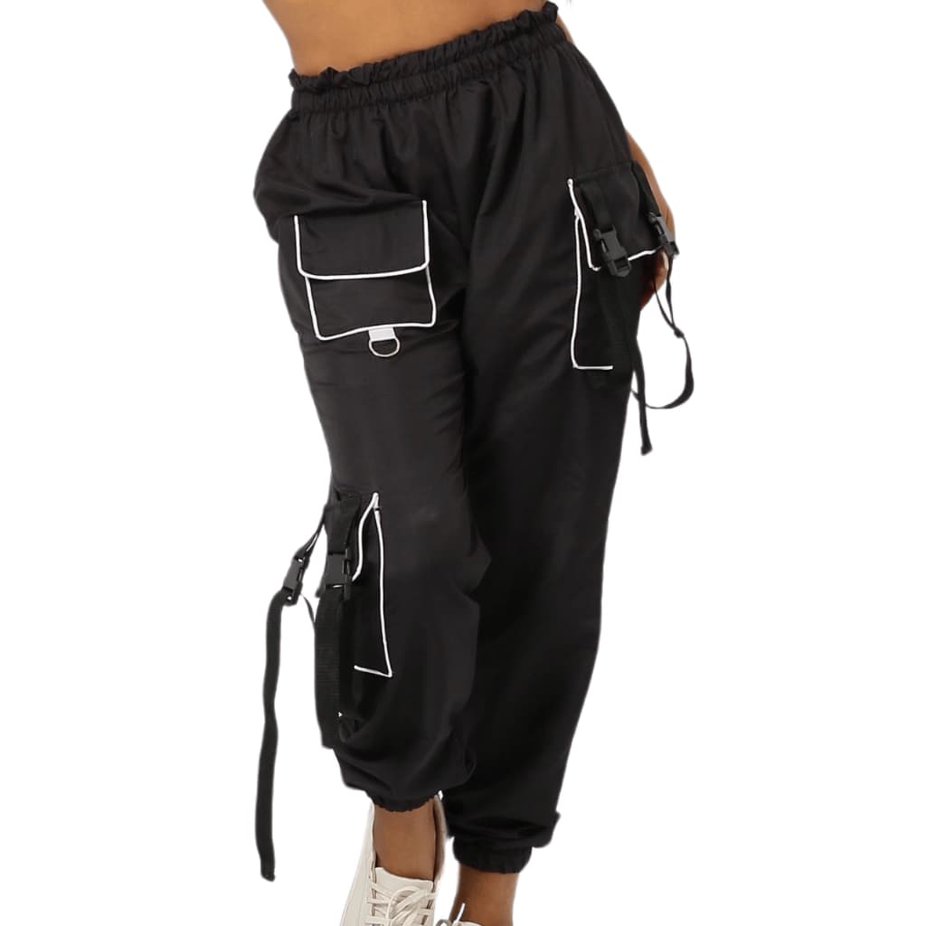 CALÇA CARGO JOGGER EM TACTEL UNISSEX TIRAS E LINEAS RESALTA BOLSOS