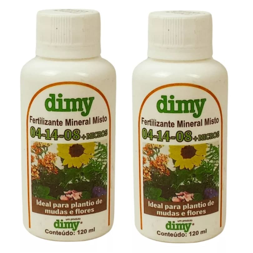 Kit 2 Fertilizantes Líquido Concentrado 04-14-08 Dimy 120ml