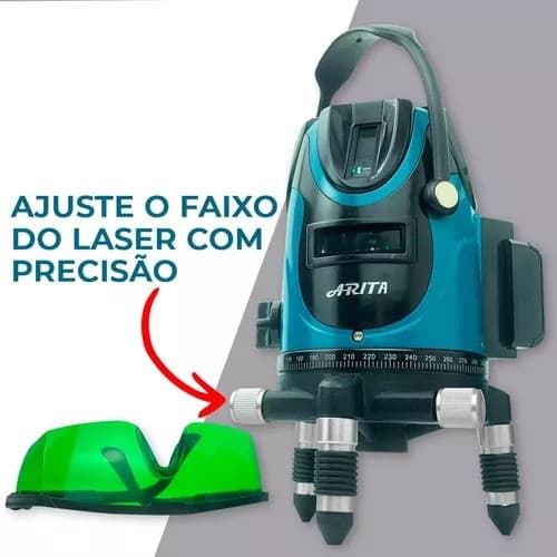 Nível Laser Arita 05 Linhas Verde Recarregável C Kit E Tripé + Maleta De Transporte